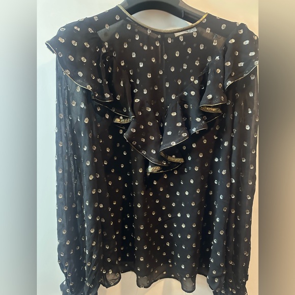 SANDRO Lurex Patterned Top In Black - Picture 9 of 10